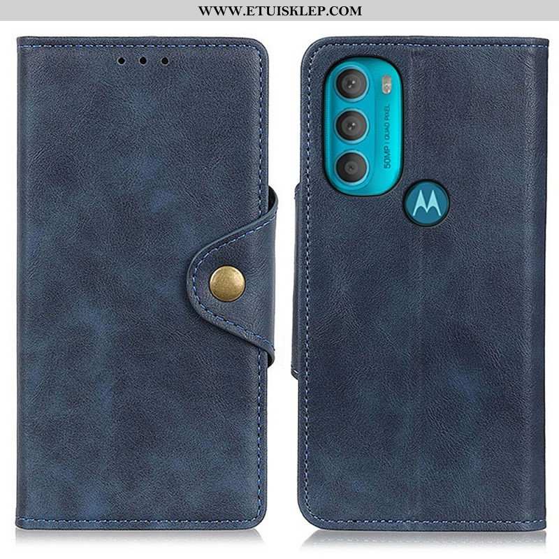 Etui Folio do Moto G71 5G Vintage Sztuczna Skóra I Guzik